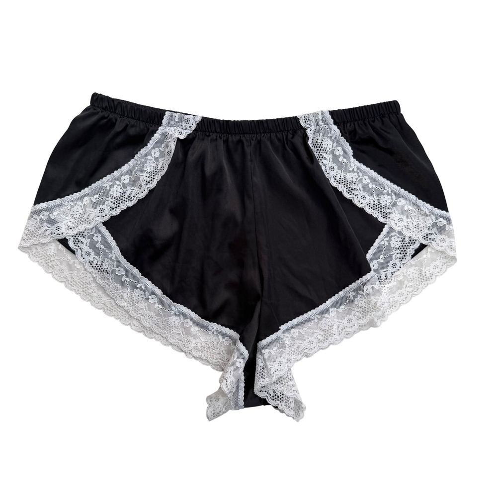 Satin Lace Tap Shorts Black White Coquette Balletcore Sleepwear Bloomers 3XL